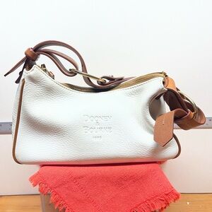 Dooney & Bourke Florentine Pebble Leather Off-white Shoulder Bag Med Hobo Purse